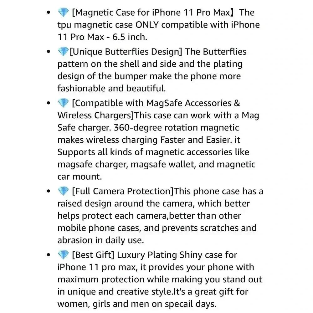 Butterfly Magsafe‎ Case for iPhone 11 Pro Max with Screen Protector Black